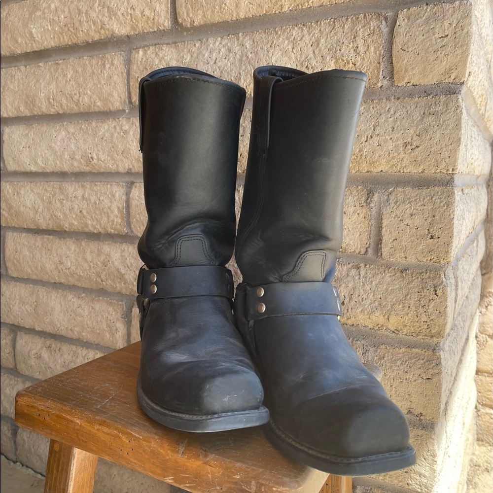 Black leather boots